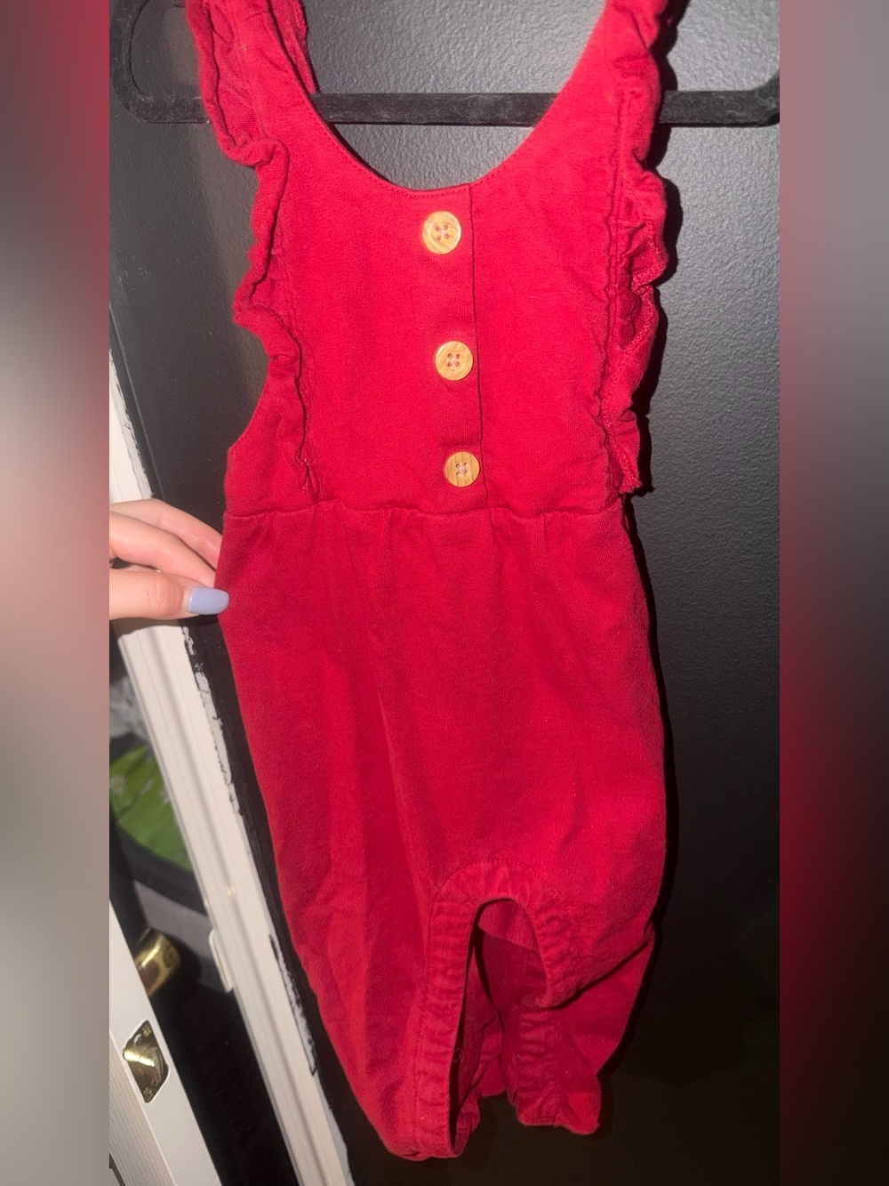 Red Ruffle-Strap Kids Romper